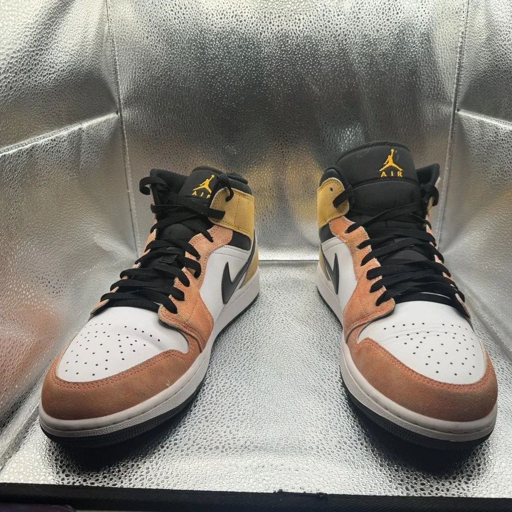 Size 12 Nike Air Jordan‎ 1 SE Mid Flight Club Ember White Mens Shoes DX4332-800